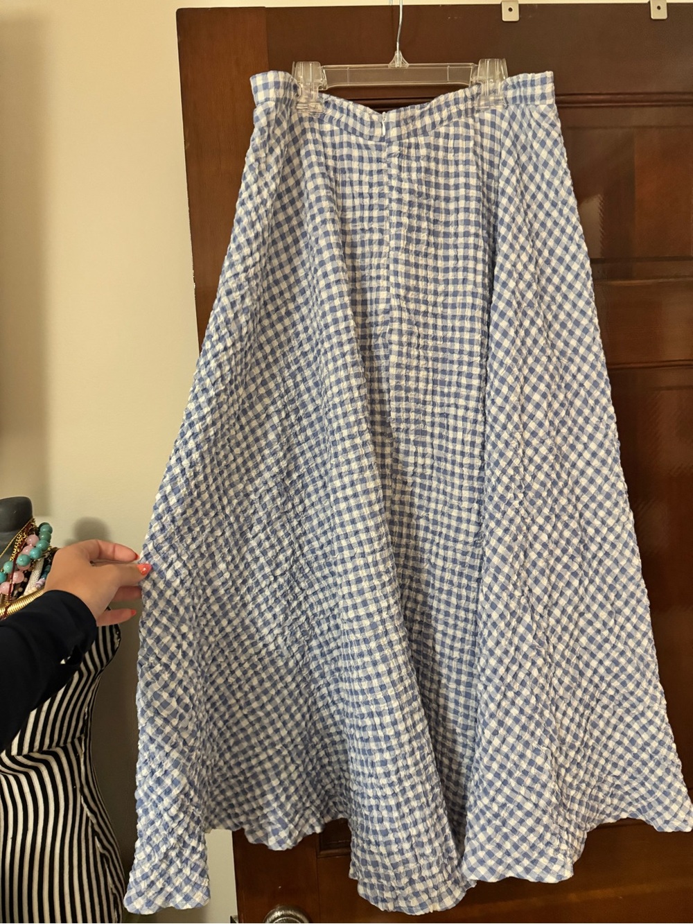Zara Light Blue Gingham Maxi Skirt - Picture 4 of 4